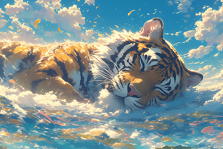 云海中沉睡的老虎图片