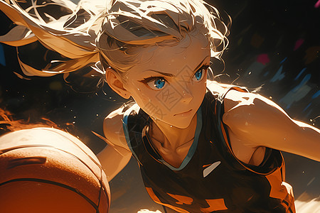 篮球女孩飞扬的金发图片