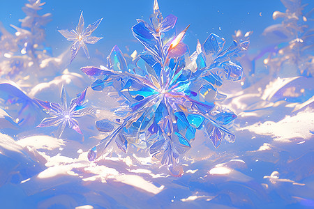 阳光里的蓝色雪花图片