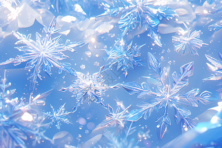 绚丽的蓝色雪花图片
