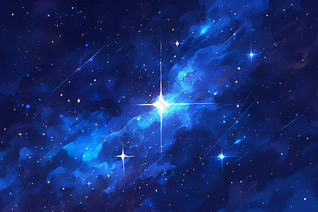 绚烂的星星夜晚插画高清图片