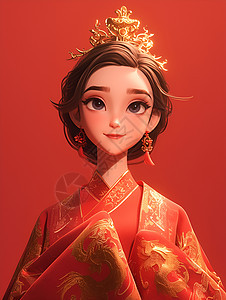 华服少女绚丽插画图片