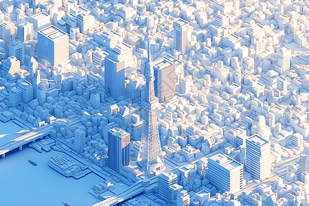 虚拟东京城市建筑背景图片