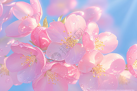 春日粉色花朵绽放图片