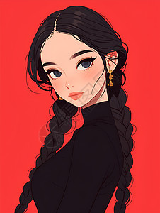 靓丽少女插画图片