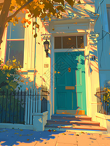 房子的蓝色大门背景图片