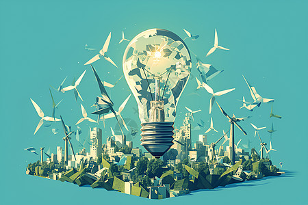 城市中的能源灯泡插图图片