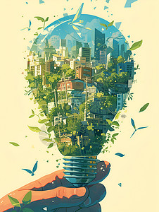 展示的能源灯泡艺术插画图片