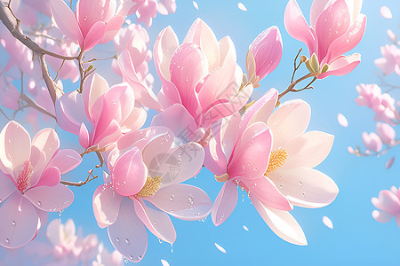 春日公园中的粉色玉兰花图片