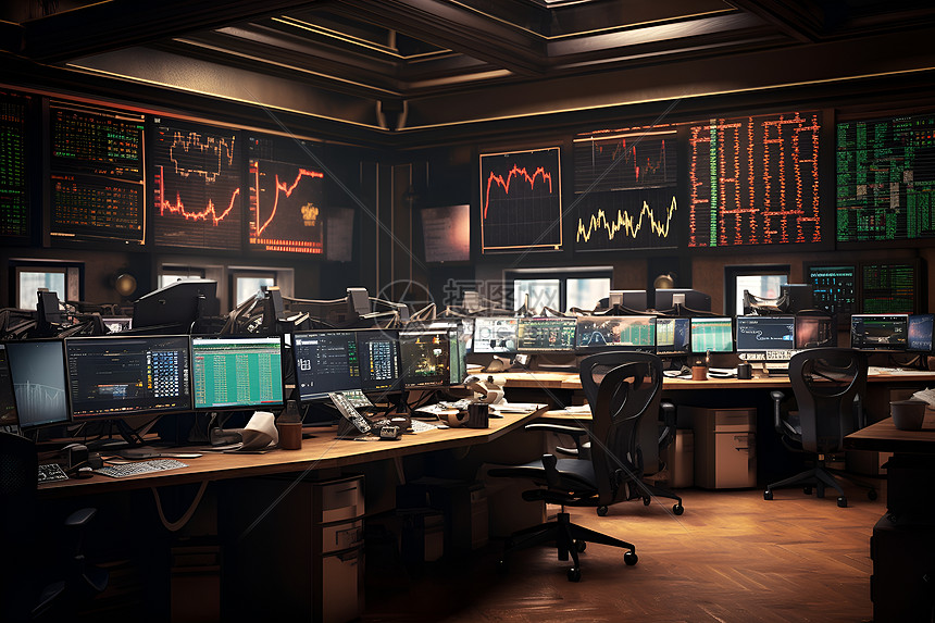 股票交易室里的屏幕图片