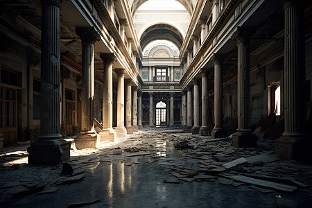 荒芜的古老宫殿高清图片
