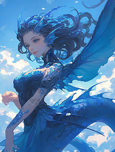 蓝色翅膀的仙女图片