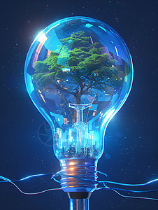 绿色能源供电的灯泡图片