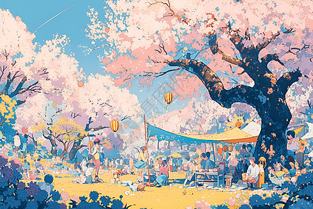 樱花盛会的景象图片