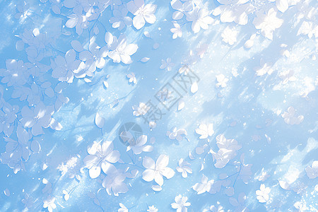 白色花瓣在雪地中图片