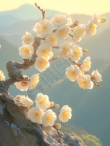 高山上的白花盛开图片