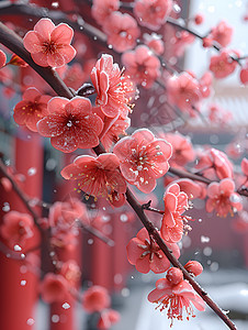 雪中梅花风景图片