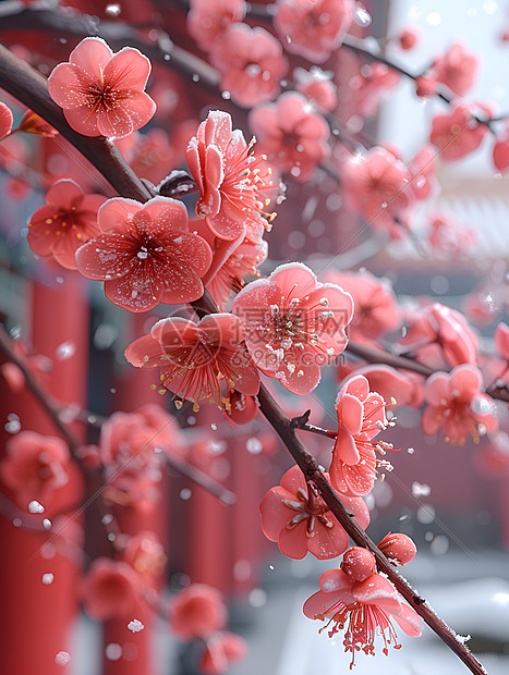 雪中梅花风景图片