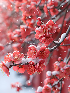 雪中盛开的梅花图片