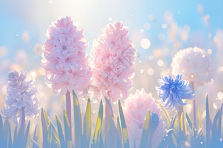 春天的粉色风信子花海图片