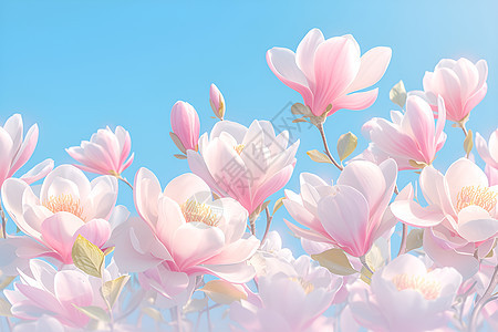 盛开的粉色玉兰花图片