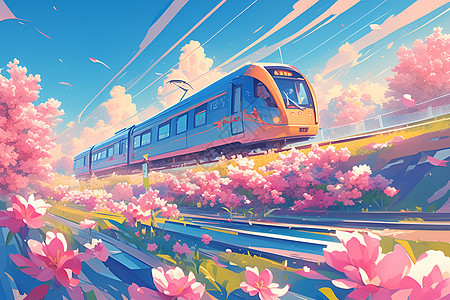 幸福列车穿越花海图片