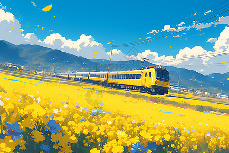 春日里的黄色火车图片