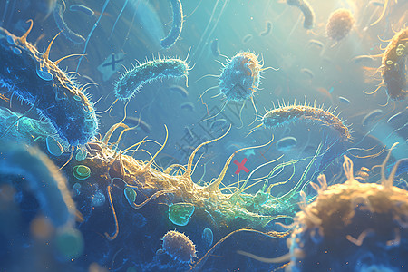 微生物的悬浮插画艺术图片