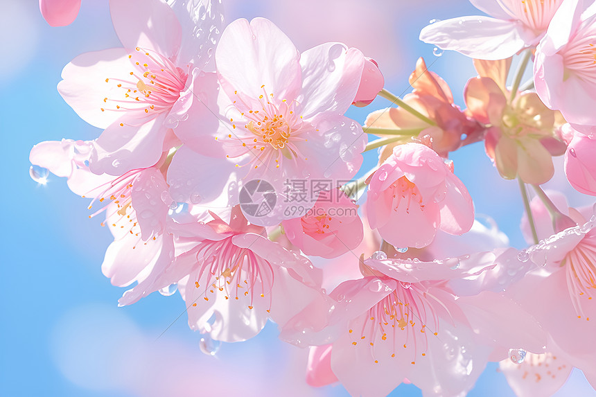 粉色樱花绽放的公园图片