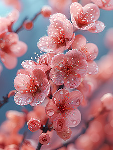 樱花雨中的美景背景图片