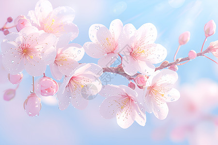 春天公园的粉红樱花背景图片