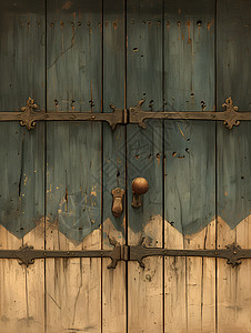 木门与铜锁图片