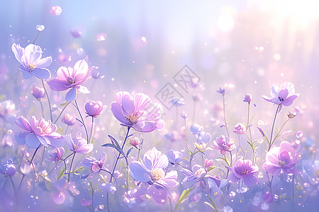 紫花丛中的春日美景图片