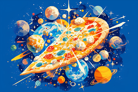 宇宙星光下的披萨图片