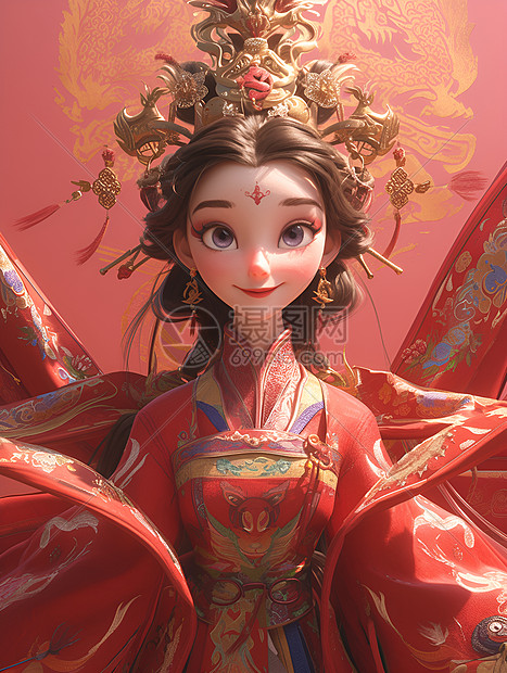 花开娇艳少女插画图片