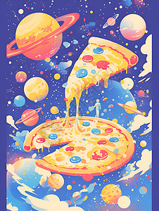 软糯可口的比萨插画
