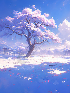 雪景里的一棵树图片