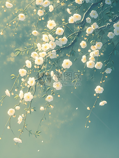 盛开的漂亮白花图片