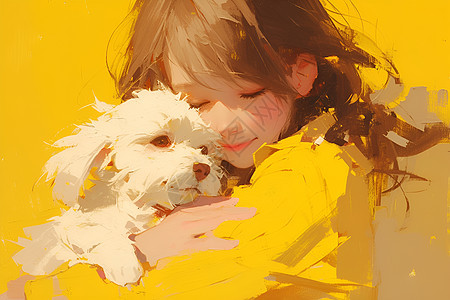 抱着小狗的女孩图片