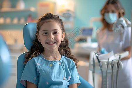 牙医椅子上的女孩图片