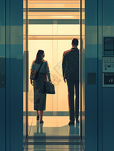 电梯里的人办公楼电梯高清图片