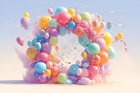 彩虹气球的奇妙之旅高清图片