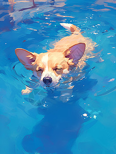 泳池里的可爱小狗图片