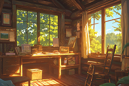 阳光里的木屋家具图片