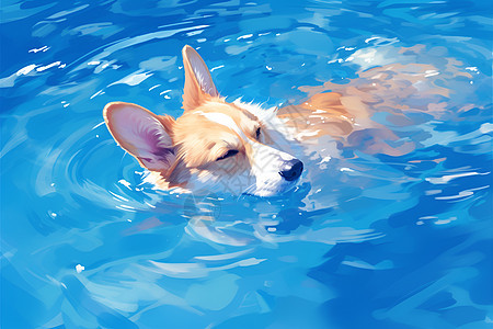 水中的可爱小狗图片