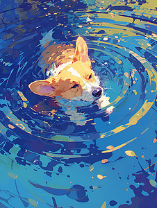 水中的动物萌犬图片