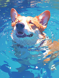 水中的可爱萌犬图片