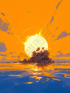 日出下的岛屿图片
