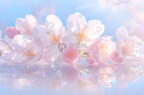 阳光下梦幻的樱花图片