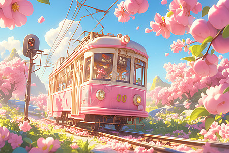 粉色的小火车图片